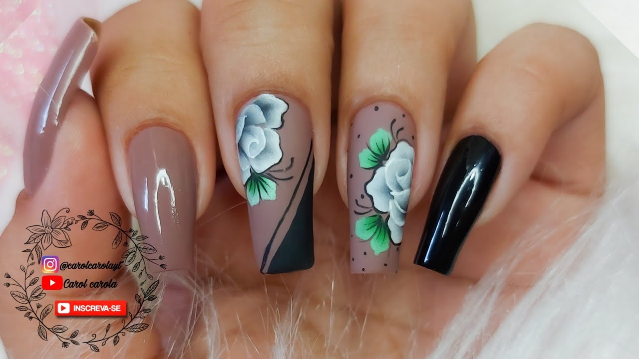 unhas decoradas one stroke - passo a passo
