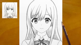 How to Draw a Beautiful Anime Girl || Step-by-Step Sketch || Easy Pencil Drawing screenshot 4