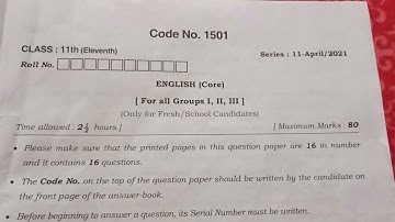 HBSE ll class 11 English paper (2021) ll Answer key