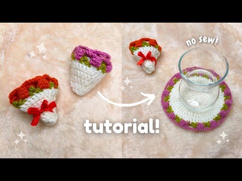 How To Crochet Flower Bouquet Coaster For Beginners🌷Crochet Tutorial