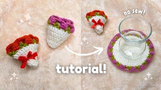 How To Crochet Flower Bouquet Coaster For Beginners🌷Crochet Tutorial