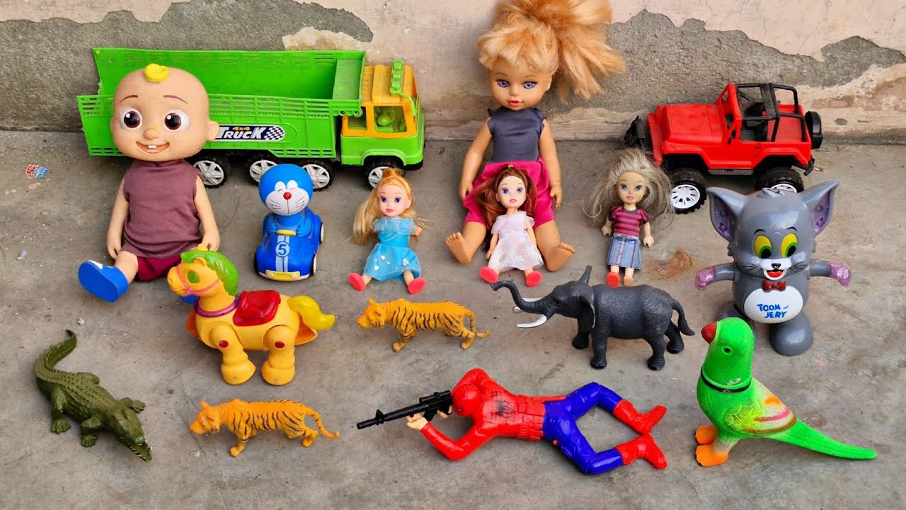 Spiderman ne Bandook ki goli se Tiger, Crocodiles or Dinosaur ko bhaga Diya ! Gadi wala Cartoon 