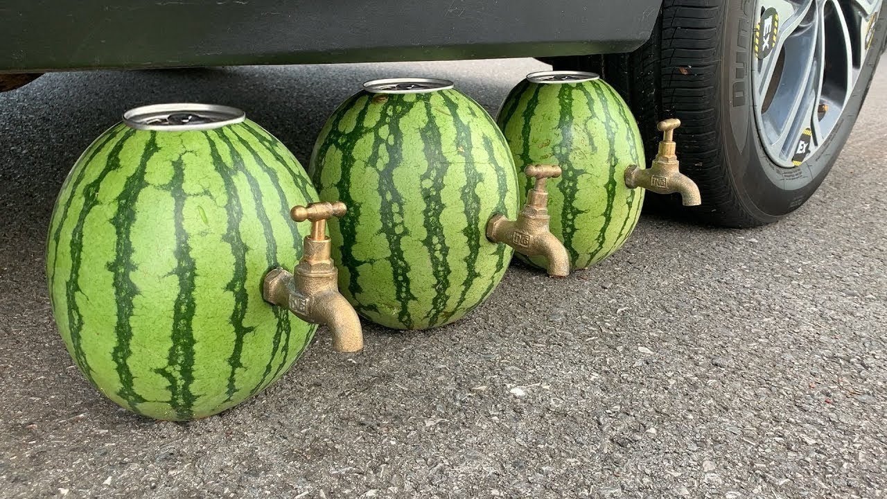 Crushing crunchy & soft things by car! - experiemnent : Watermelon vs car@GRG7