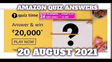 Amazon Quiz Answers Today|20 August 2021|Amazon Quiz Time Answers|Daily Quiz Time