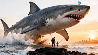 🦈🏙️😱Giant shark soared over father and son, entering the city! | Land Shark | YOUKU MONSTER MOVIE