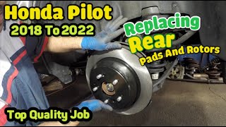 How to replace rear brake pads and rotors on Honda Pilot 2018 to 2022 easy full guide (DIY)