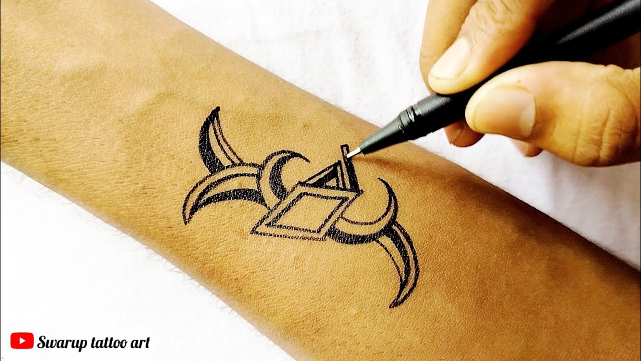 How to make tribal tattoo with pen? tribal tattoo || temporary tattoo at home with pen || tattoo