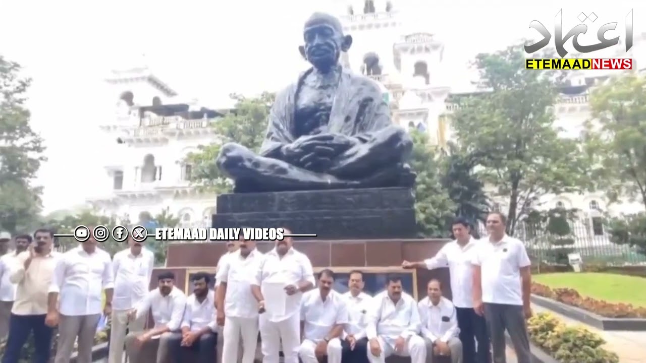 BRS MLAs take protested to Gandhi statue in Assembly as Speaker unavailable