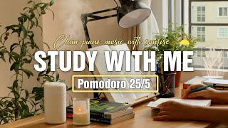 STUDY WITH ME 2-HOUR | Study Pomodoro 25/5 | Calm Piano Music | Motivation Study | Sunny Day☀️