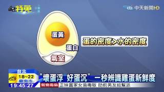 20150306中天新聞　「壞蛋浮、好蛋沉」　一秒辨識雞蛋新鮮度