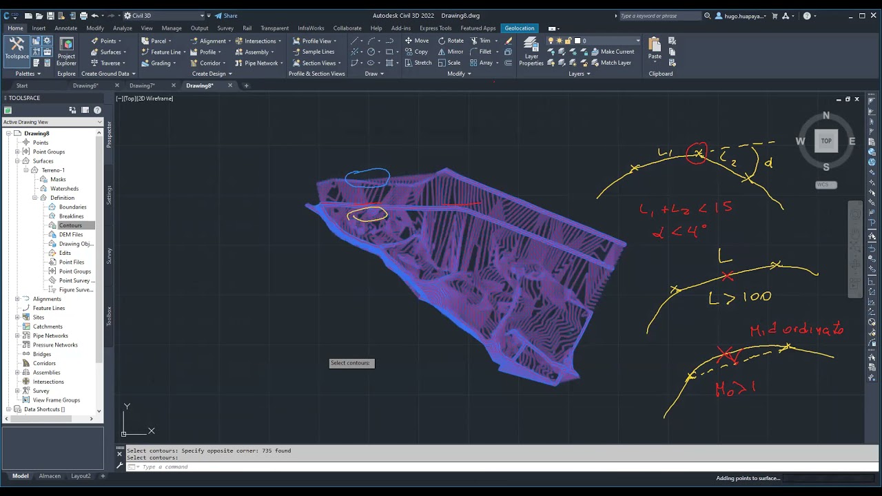 Creación de Superficies en Civil 3D, Puntos, Countors, DEM, Drawing Objects, XML