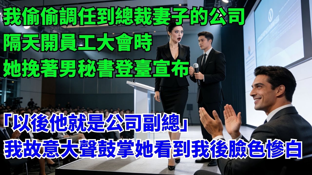 我偷偷調任到總裁妻子的公司，隔天開員工大會時，她挽着男祕書登台宣佈：“以後他就是公司副總！”我大聲鼓掌她臉色慘白#故事#小説#家庭矛盾#爽文