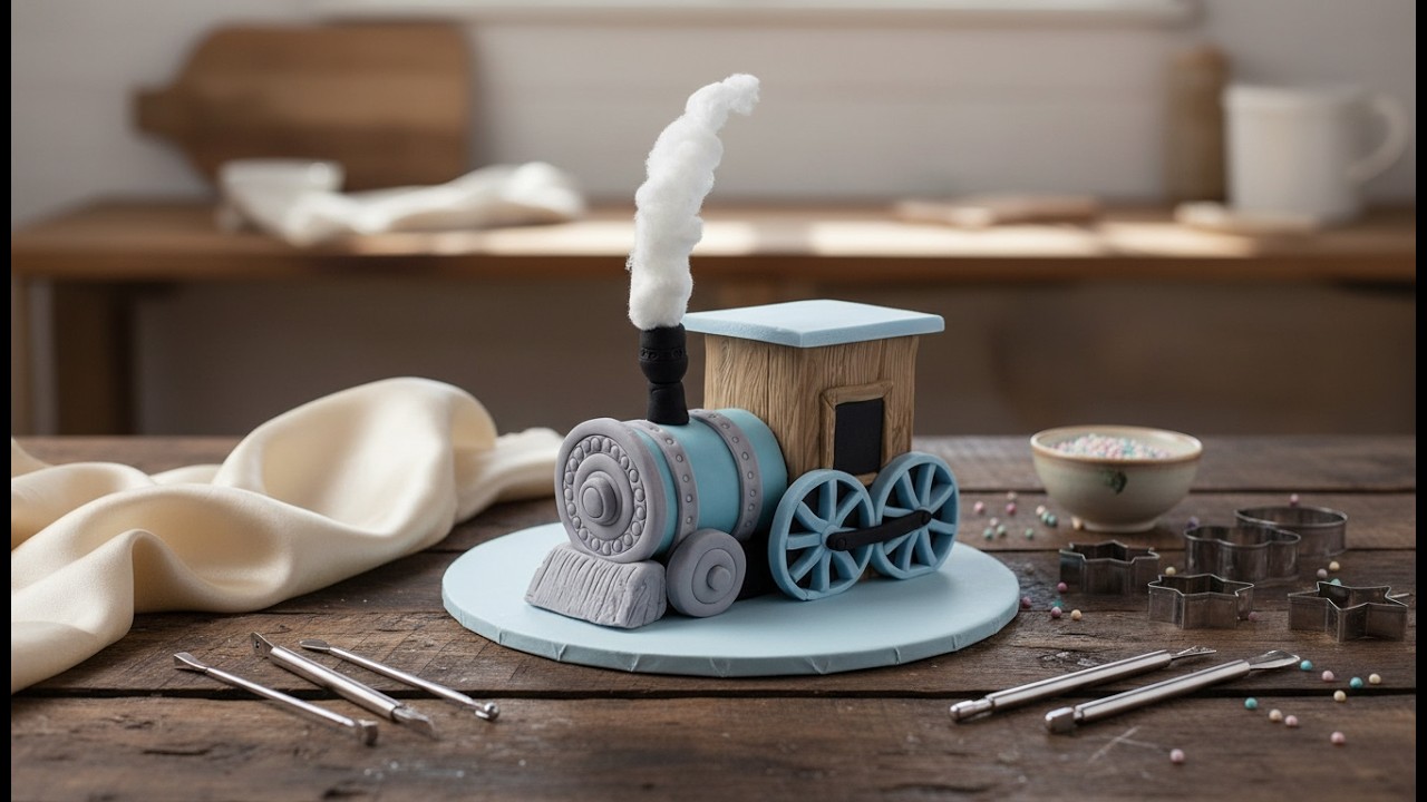 Train Cake Topper🚂. Como Hacer un Tren de Fondant para un Pastel.
