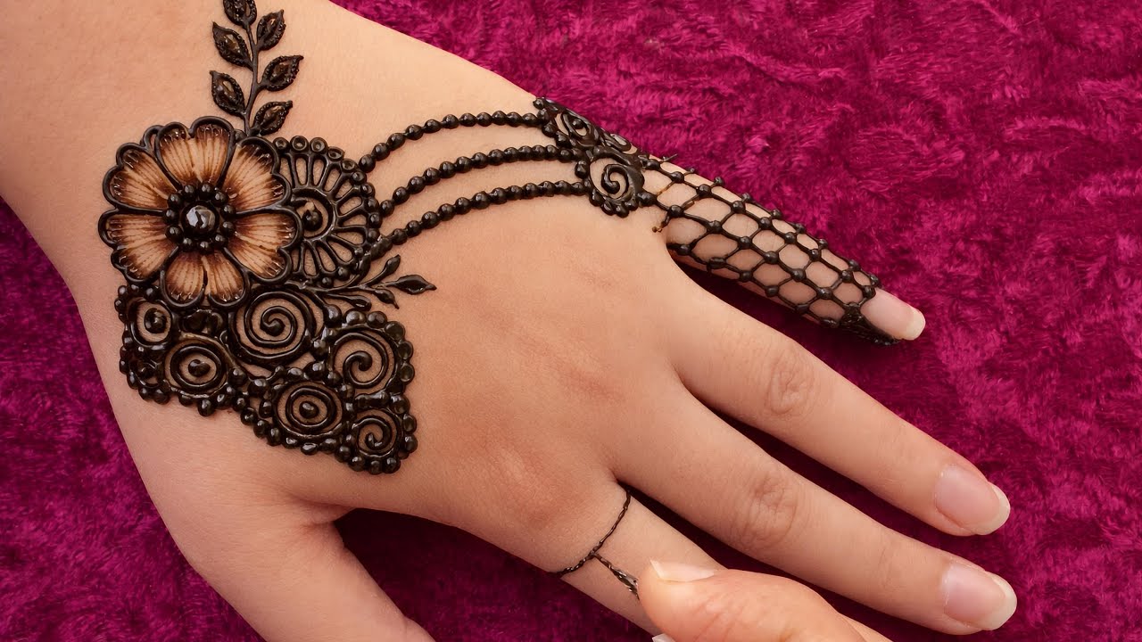 Very simple unique style mehndi desing || Easy mehandi design for back hand 