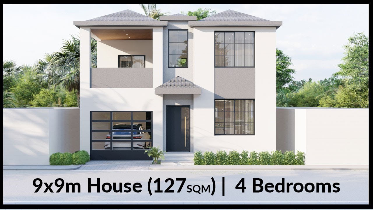  9x9 Meters House Design Idea 4 Bedrooms Mediterranean Style YouTube
