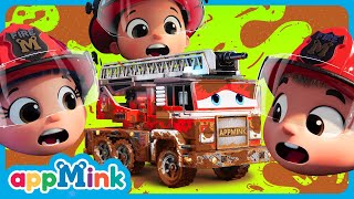 🔥🚒💦- Firetruck Wash 💦💨💥 Blast Away the Dirt 💥🔥🧼 #appmink #nurseryrhymes #kidssong #cartoon