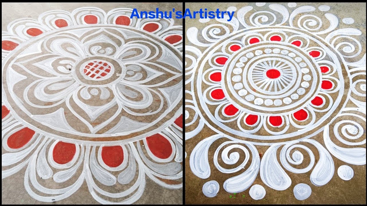 2Types of Big Round Flower Jhotichita Design for Manabasa🏵️||Alpona Tutorial for Any Fastival||