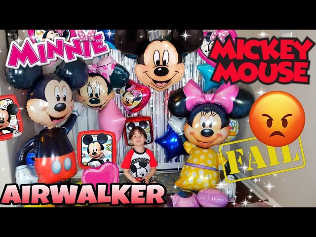 Mickey & Minnie Mouse HUGE Airwalker Balloons keep POPPING! Helium VS Air Challenge class=