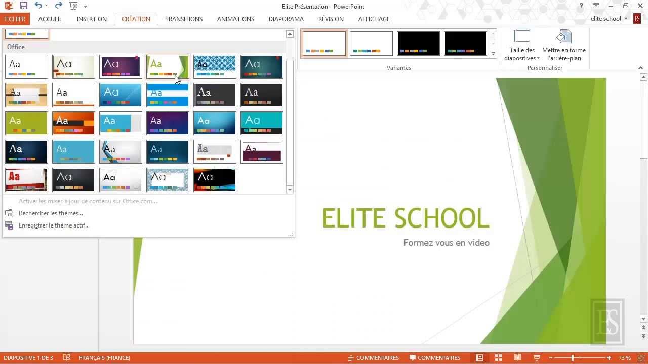 Microsoft PowerPoint 2013 Choisir Un Th me YouTube