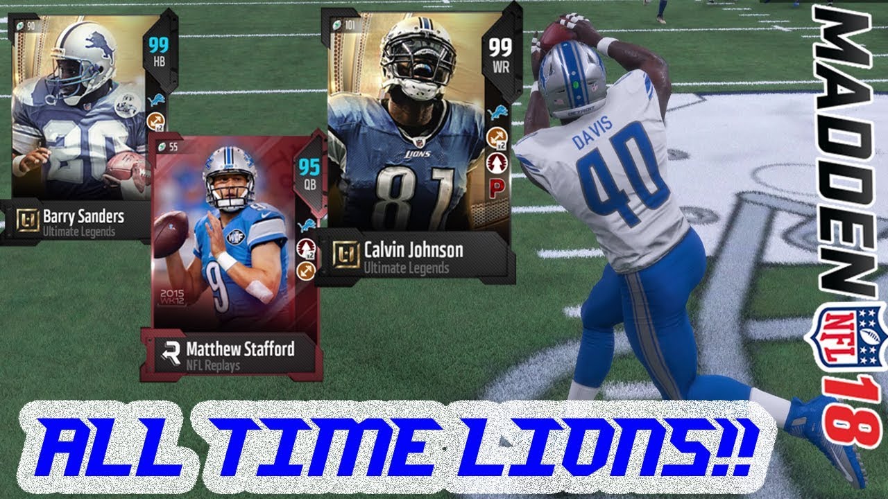 ALL TIME DETROIT LIONS SQUAD BUILDER! | MADDEN 18 ULTIMATE TEAM GAMEPLAY