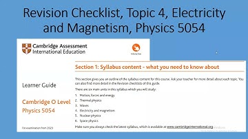 Electricity and Magnetisim, Topic 4, Revision Check List, Cambridge O Level, Physics 5054