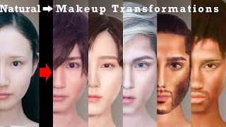 Японка научилась «менять» расу при помощи макияжа!Makeup transformations into beautiful men