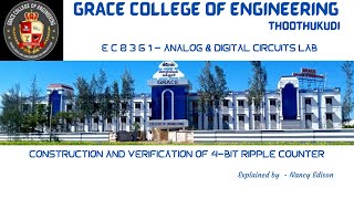 GRACE COE ECE EC8361 ADC Lab   Ex 15a Construction and verification of 4   bit ripple counter