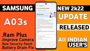 Samsung A03s New 2022 Software Update Released🔥| New Features |Ram Plus |OneUI 5 Android 13 Update