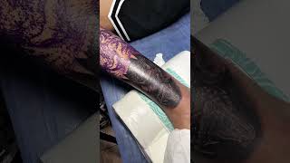 Tiger and snake tattoo, lower leg (black and gray wash)