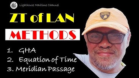 ZT of LAN Methods 1. GHA 2. Equation of Time 3. Meridian Passage