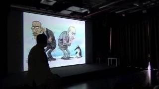 Daryl Cagle explaining the art of political cartoons