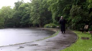 Megan out by the lake on another rainy day