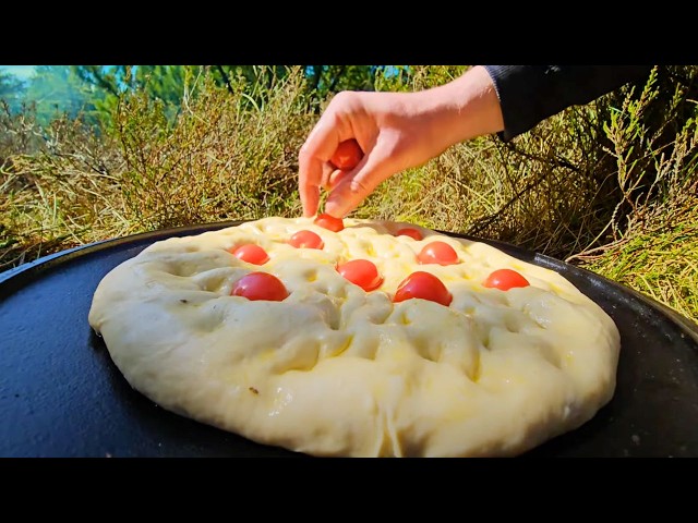 Thick Crispy Focaccia with a Beautiful View | Relaxing Cooking with ASMR class=
