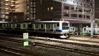 常磐線 E531系 カツK415編成+カツK451編成 回送とE657系 カツK1編成 651系オマージュカラー 特急ときわ83号 土浦行き 金町にて