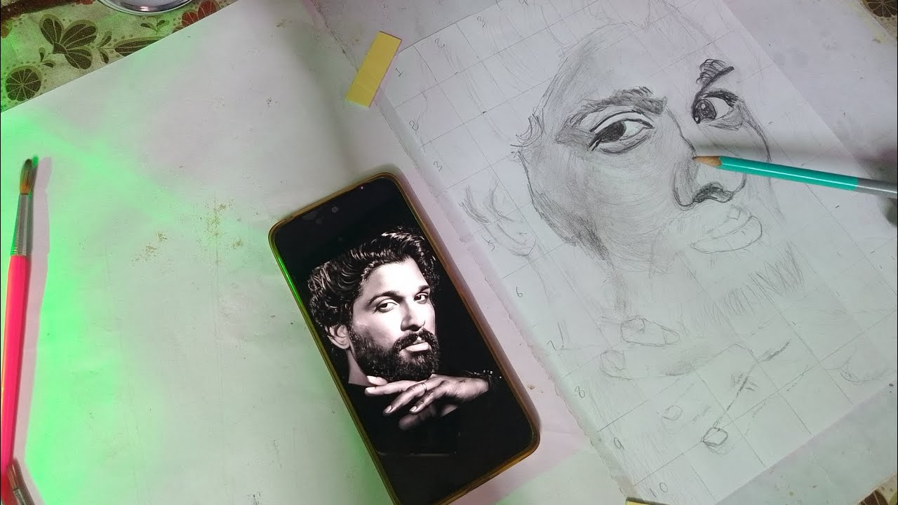 Allu Arjun drawing , step by step, tutorial 🥰😈 - YouTube