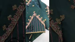 Zardosi and thread work petals💗Simple blouse design💚Affordable#aariwork #aari #shortsfeed #trending