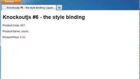 KnockoutJS Tutorial #6 - the style binding