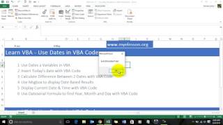 Learn VBA Part 11- Use Date Variables in VBA Hindi
