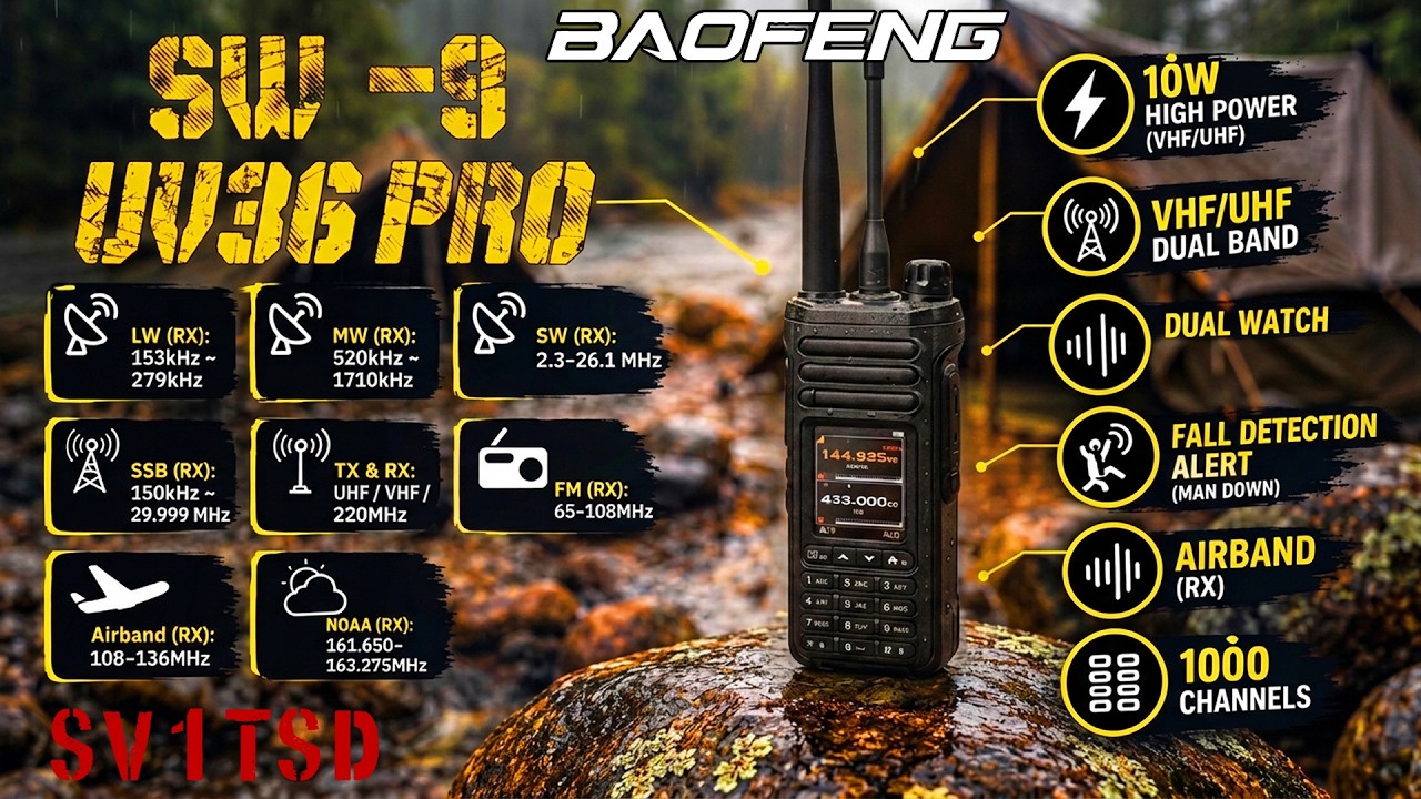 Baofeng SW-9 / UV36 PRO Review: 10W, Tri-Band TX, SSB RX & Fall Detection Safety!