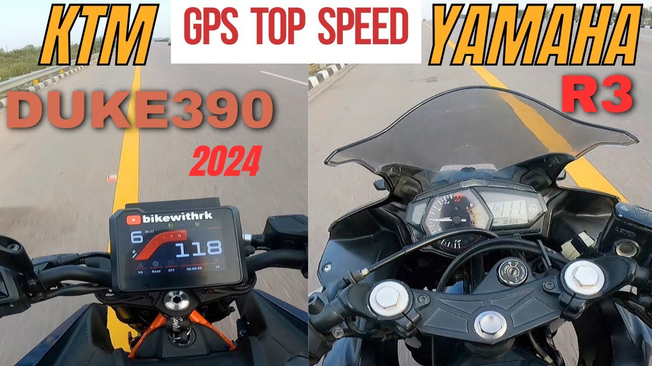 2024 Duke 390 vs Yamaha R3 GPS Speed Test Kis Me Hai Kitna Error
