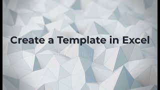 Create a Excel Template