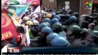 Italy workers protest against Alcoa plant closure