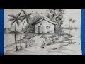 Creative drawing  pencil shading scenery  by the creative bharati 