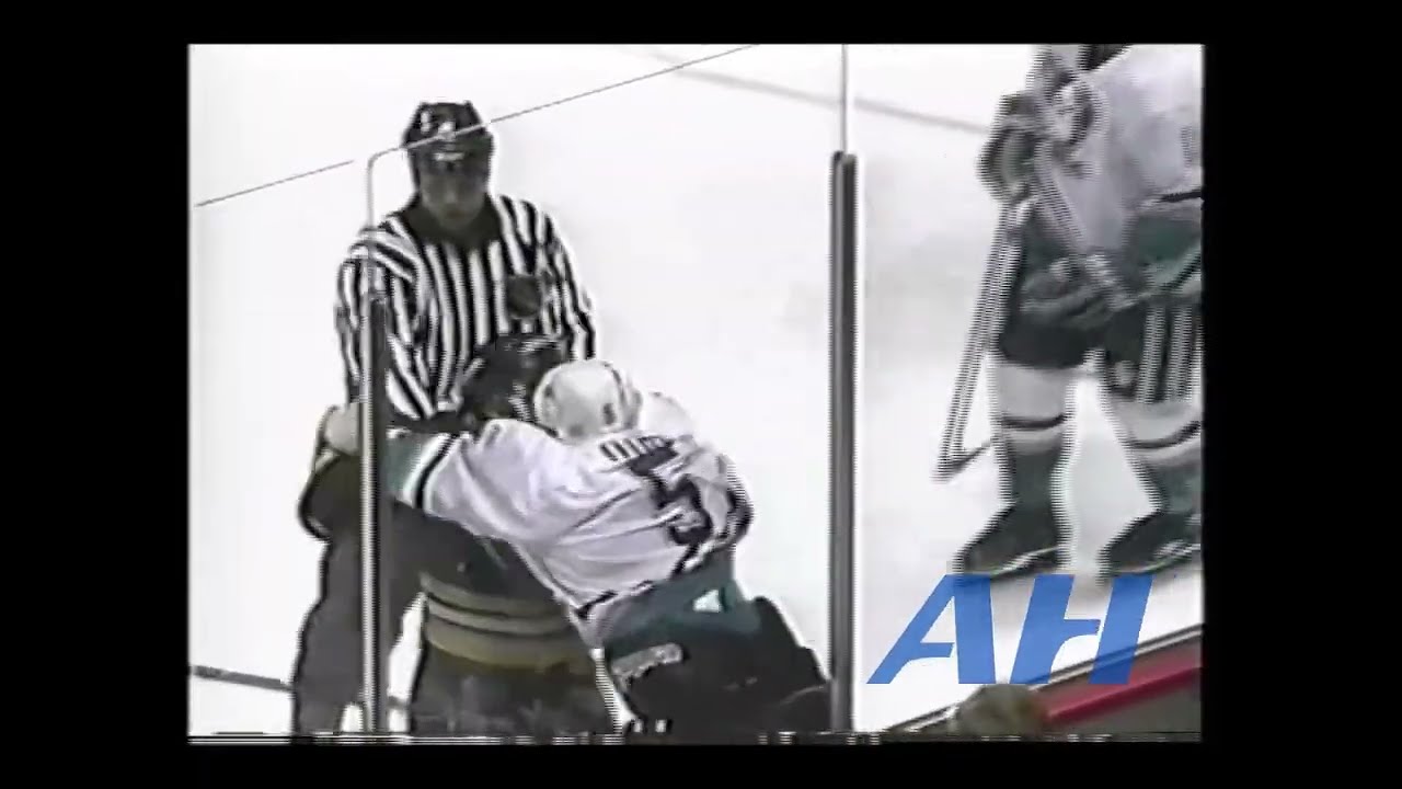 NHL Sep. 20, 1994 Robert Dirk,ANH v Marc Potvin,BOS Mighty Ducks Of Anaheim Boston Bruins