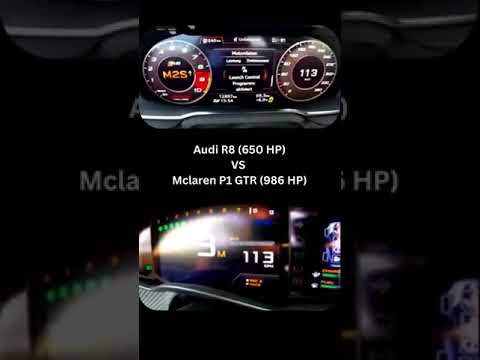 Audi R8 650 HP vs Mclaren P1 GTR 986 HP supercar vs hypercar in a Drag Race