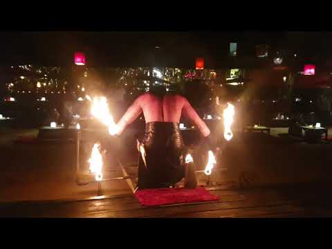 Awesome fire show in the restaurant Alcove on Koh Phangan