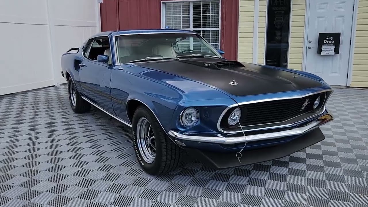 M Code 1969 Mach 1 Acapulco Blue with white interior LOADED with