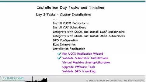 Day 2: CUCM, CUC, IM&P and UCCX Cluster Installations - Installation Day Overview