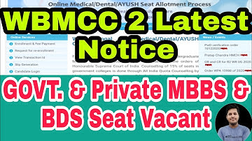 WBMCC College Round MOP UP Seat Matrix In BDS & MBBS in Govt. & Private Colleges | Subhojit Ghosh