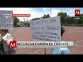 Aspirantes protestan en UNAM contra nuevo examen de control de ingreso